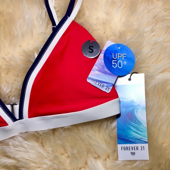 ⚡️CLEARANCE⚡️ Forever 21 Stripe Rockabilly Americana Triangle Bra Bikini Top - Picture 7 of 10